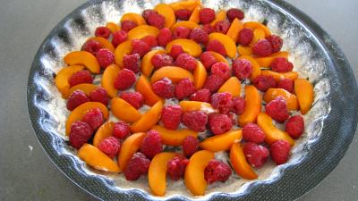 Image : Clafoutis aux framboises et aux abricots