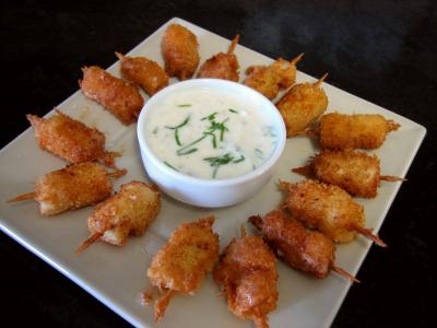Image : Brochettes de Saint-Jacques à la noix de coco