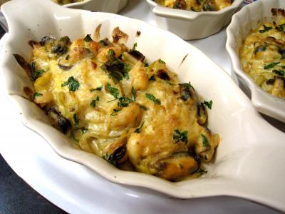 Image : Cassolettes de moules et polenta au boursin