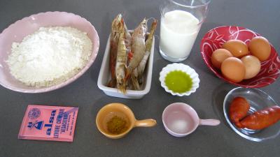 Ingrédients pour la recette : Cake au chorizo et crevettes
