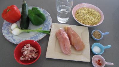 Ingrédients pour la recette : Sauté de dinde au blé et aux poivrons
