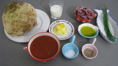 Ingrédients pour la recette : Céleri-rave aux gésiers confits façon landaise