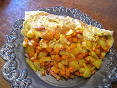 Recettes rapides : Omelette au potimarron et au chèvre