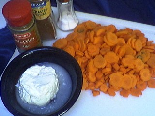 Ingrédients pour la recette : Carottes au fromage blanc minceur
