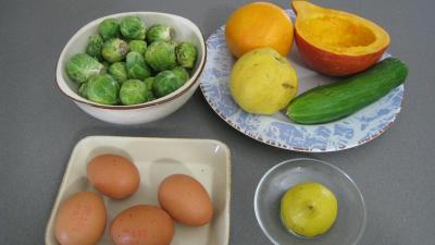 Ingrédients pour la recette : Salade de potiron et choux de Bruxelles