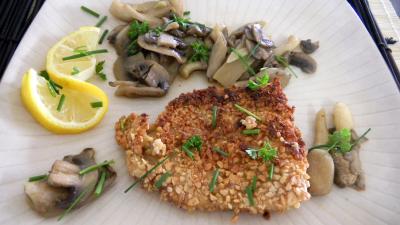 Image : recette Merlan aux champignons de Paris et pleurotes