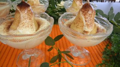 Recette élaborée : Poires à la crème chiboust