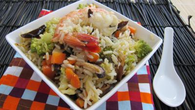 Alcool blanc : Riz minceur aux crevettes