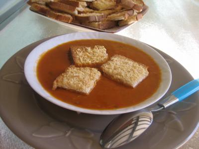 Crème de tomates et haricots verts