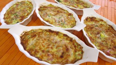 Pousses de bambou et asperges gratinées