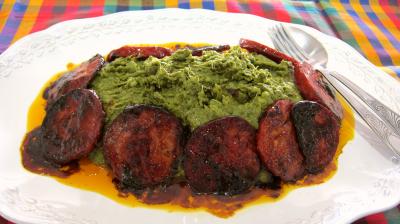 Broutes en purée au chorizo à la landaise