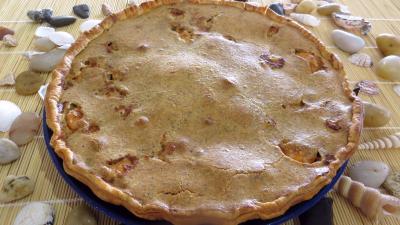 Tarte aux poireaux et aux gambas