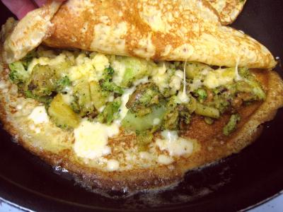 Crêpes aux brocolis et aux noix