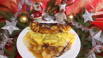 Omelette à la banane caramélisée
