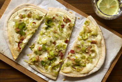 Tarte flambée aux poireaux