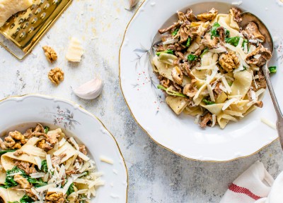 Pappardelle aux girolles et aux noix
