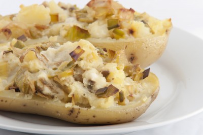 Pommes de terre farcies à la fondue du poireaux