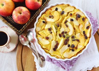 Flan aux pommes et aux raisins spécial grossesse