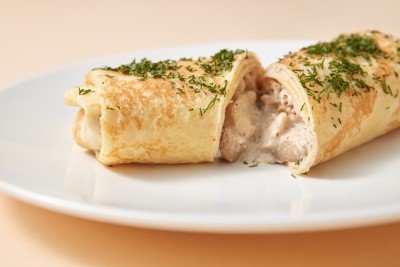 Crêpes au poulet et au lait de coco