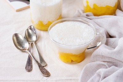 Perles de tapioca au lait de coco et mangue