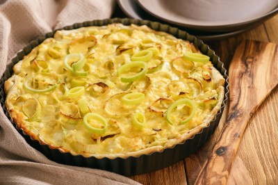 Quiche aux poireaux et au morbier