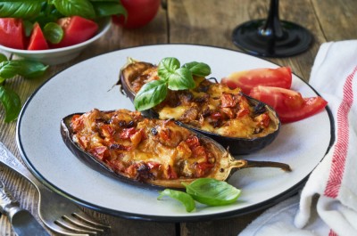 Aubergines farcies au poulet maison