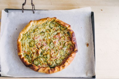Tarte aux courgettes et lardons