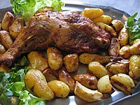 Cuisse de dinde rôtie aux rattes