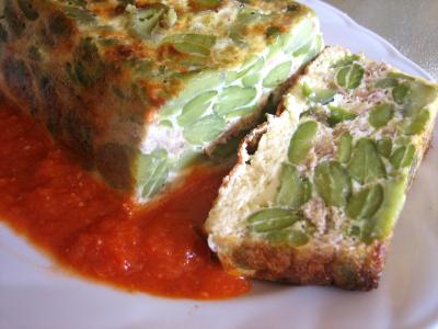 Clafoutis aux fèves et au thon