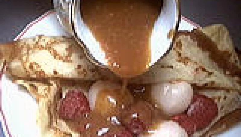 Crêpes aux framboises et litchis