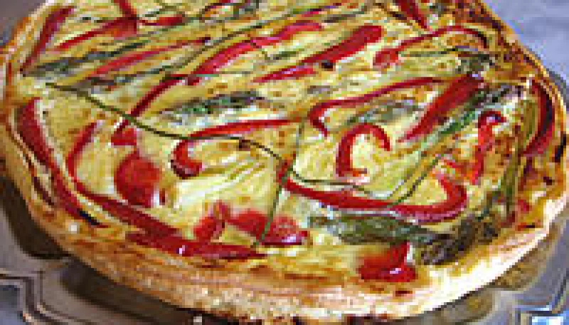 Tarte aux asperges poivron et jambon