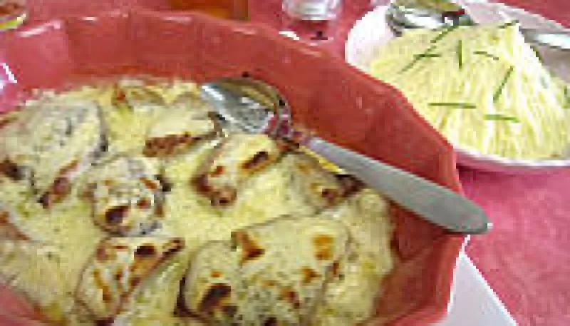 Thon à la vapeur gratiné au gorgonzola