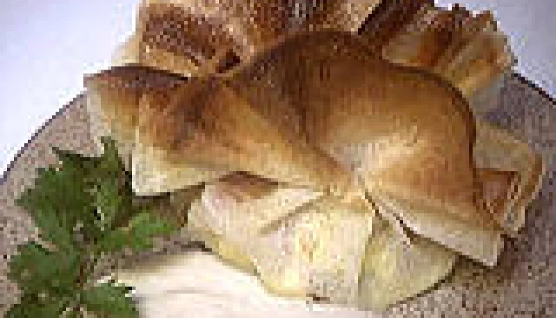 Aumônières aux pommes de terre et coulis de banane