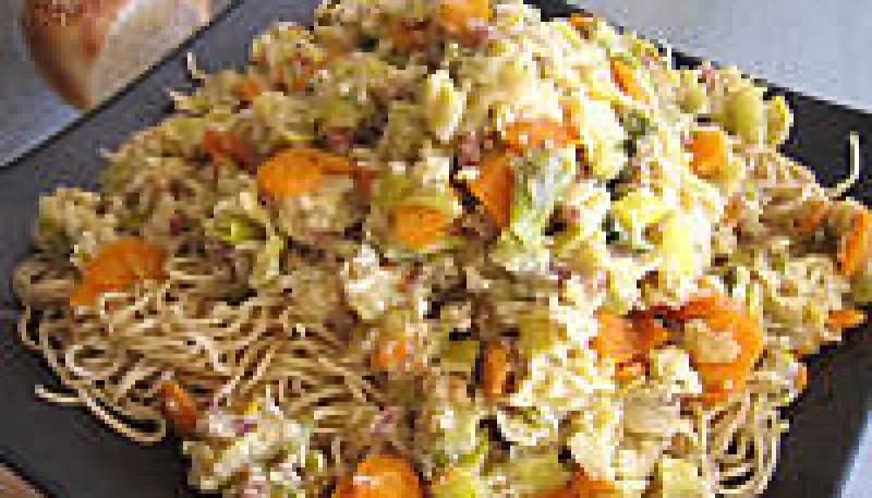 Nouilles chinoises aux poireaux