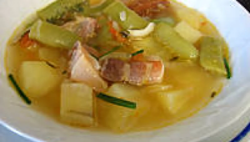 Soupe au lard et patates douces