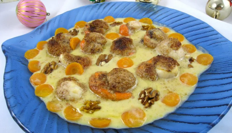Noix de Saint-Jacques au cidre et aux noix