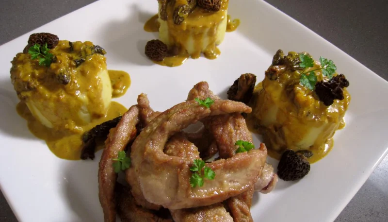 Aiguillettes au safran et sa sauce aux morilles