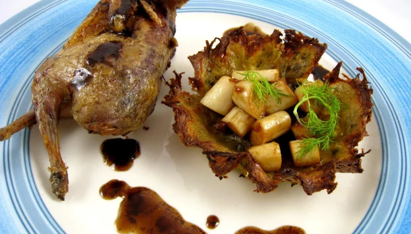 Caille rôtie et son nid de Pâques