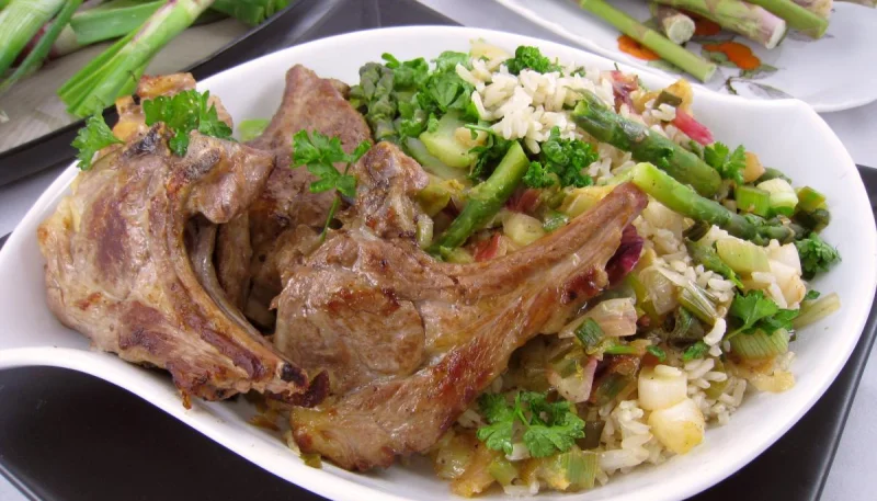 Ognasses au riz, asperges et agneau pour diabétiques