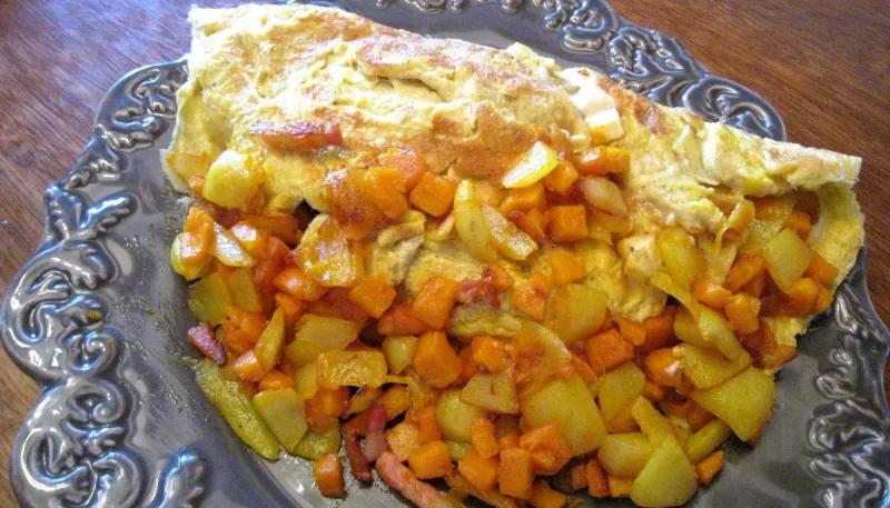 Omelette au potimarron et au chèvre