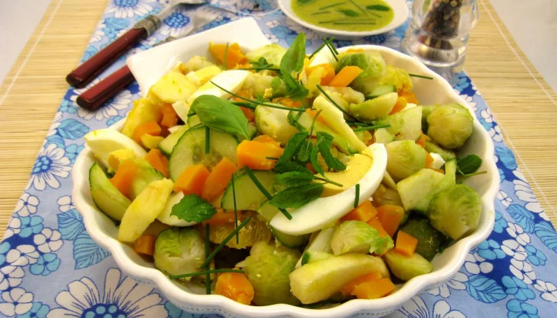 Salade de potiron et choux de Bruxelles