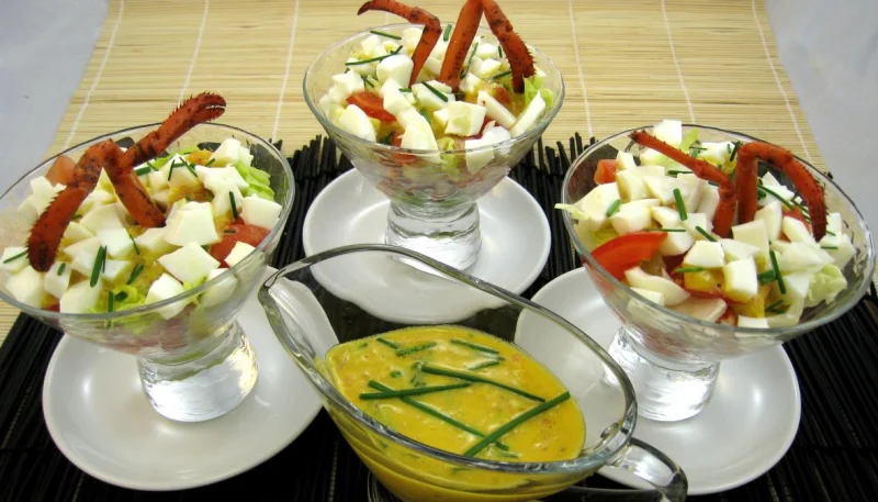 Verrines de homard en salade