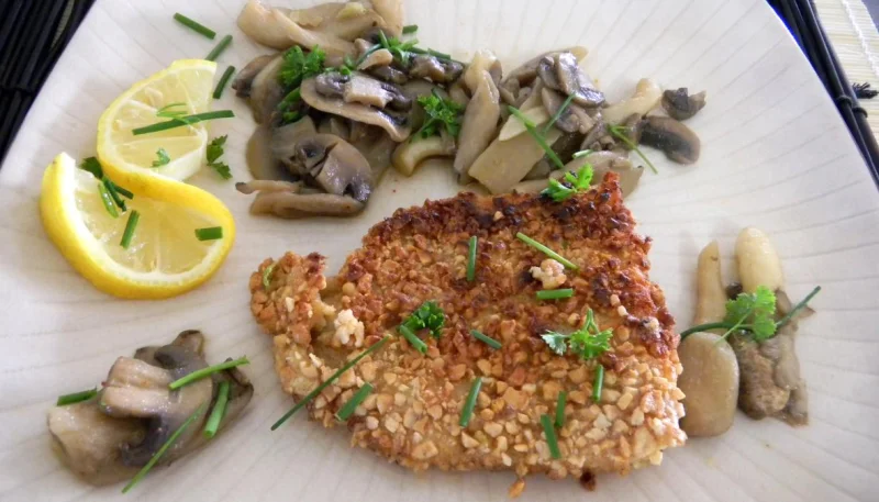 Merlan aux champignons de Paris et pleurotes