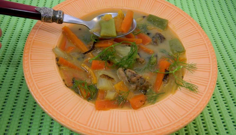 Soupe de carottes aux ris de veau