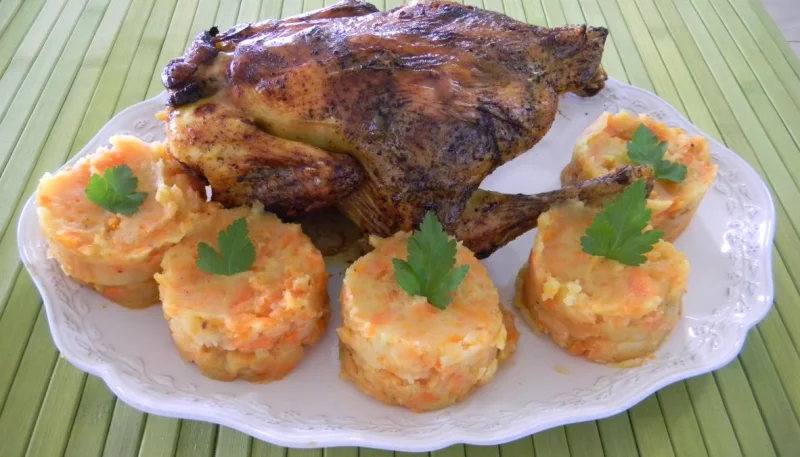 Poulet sauce soja et sa purée de carottes