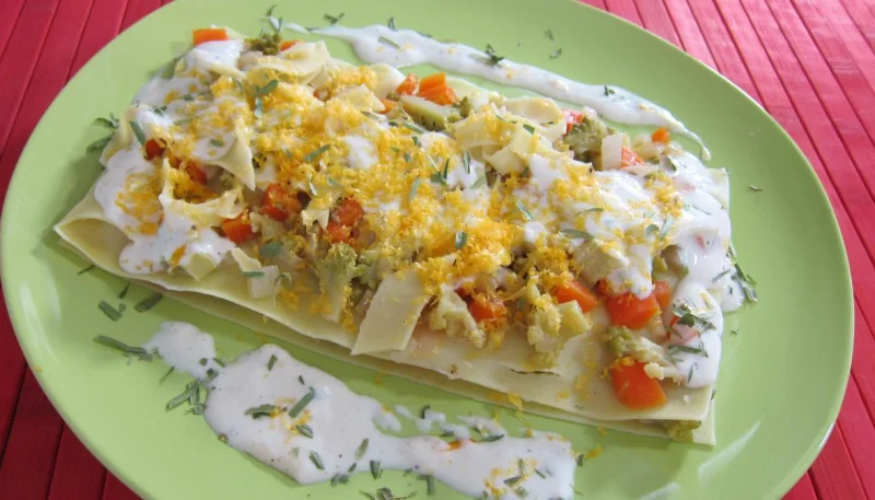 Lasagnes aux carottes et au chou romanesco