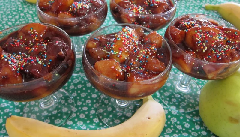 Brouillade de fruits au pralin et chocolat