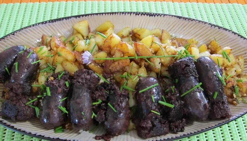 Pommes de terre au boudin et au miel
