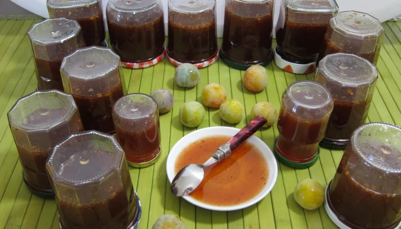 Confit de vin blanc aux mirabelles et noisettes