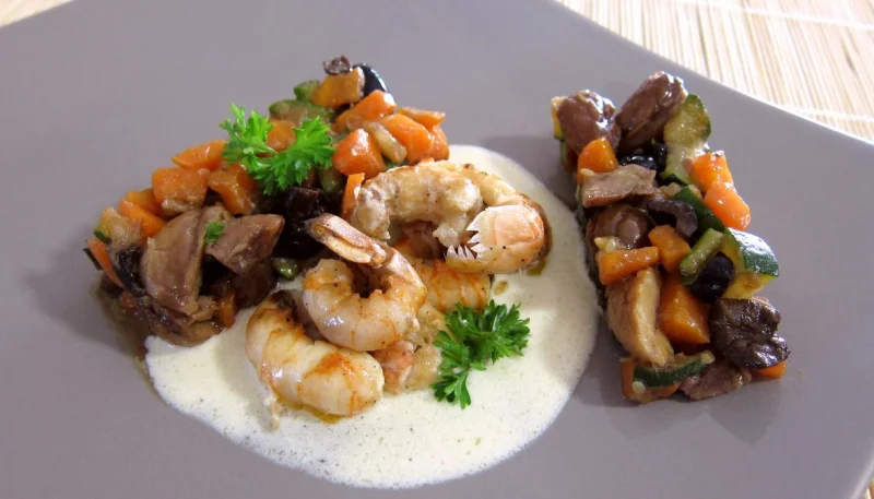 Langoustines et sauce au floc de Gascogne